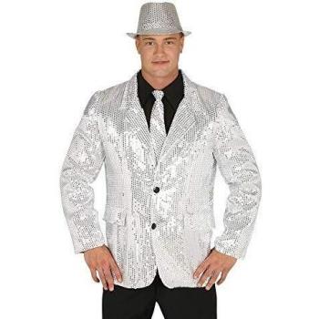 Guirca 88201 - Chaqueta Lentejuelas Plata Adulto Talla M 48-50