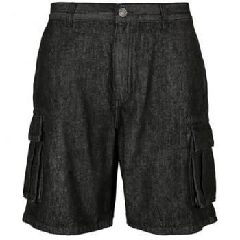 Organic Denim Black Washed Cargo Shorts