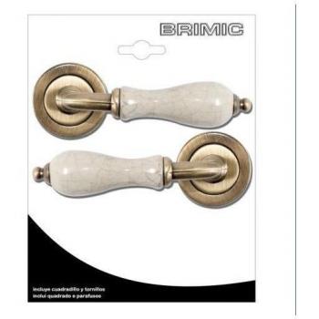 Manilla Zamak/Porcelana Roseta (Juego) R787 Cuero