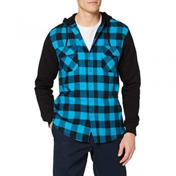Urban Classics Hooded Checked Flanell Sweat Sleeve Shirt-Camisa Hombre    Mehrfarbig