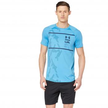 Under Armour Men's MK1 SS Q2 Printed Short-Sleeve Shirt, Ether Blue / / Academy