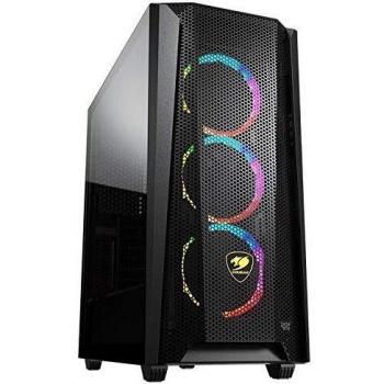 Cougar MX600 Mesh RGB - Carcasa de Torre Central con 3 Ventiladores ARGB VK120 y un Panel Izquierdo de Cristal Templado Transparente