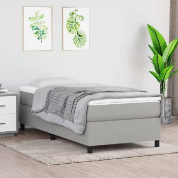 Cama solar gris claro de 90x190 cm - Estructura de cama box spring tela gris claro 90x190 cm