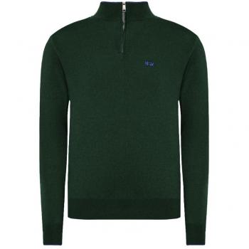 La Martina Men's Green Turtleneck Zip Neck Pullover 2XL