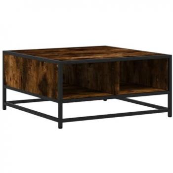 Mesa de centro madera y metal roble ahumado 60,5x60,5x30 cm