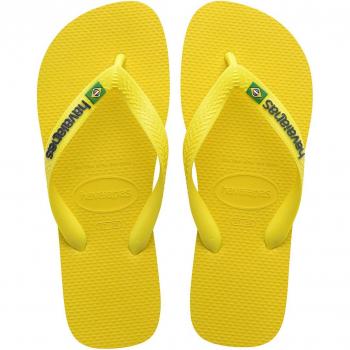Havaianas - Chanclas de baño unisex Brasil Logo Neon Havaianas - Amarillo - Talla: 45-46 - Cuero