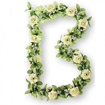 Basil Flower Garland - Guirnalda de plástico con Las Rosas Blancas, 140 cm, Multicolor