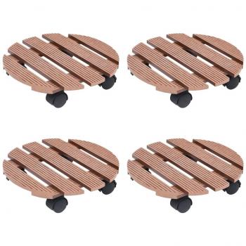 vidaXL Plant Trolleys 4 pcs Brown Ø30x7.5 cm WPC