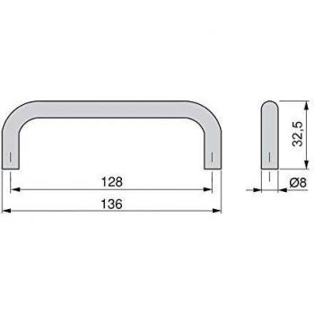 Emuca 9163464 Tirador para mueble, Cromado Mate