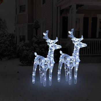 Renos de Navidad 2 unidades con 80 LED blanco frío acrílico