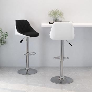 Taburetes de cocina vidaXL 2 unidades cuero sintético negro y blanco