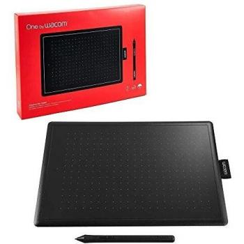 Wacom One by Wacom Small - Tableta gráfica con lápiz digital sensible a la presión, compatible con Windows, Mac y Chromebook, óptima para oficina en casa y e-learning, color negro y rojo