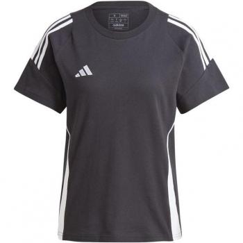 Camiseta de fútbol Adidas Tiro24 mujer negro, manga corta, diseño deportivo, material transpirable, ajuste cómodo