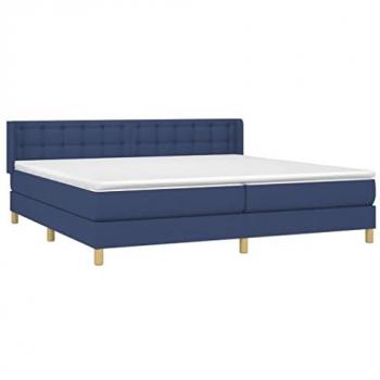 Cama Box Spring con Colchón de Tela Azul 180x200 cm