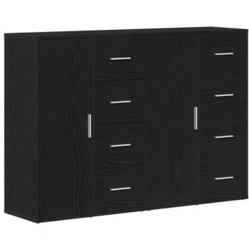Aparador Set de 2 Negro Roble Madera Ingenierizada 60x31x84 cm