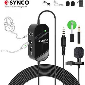 Microfono Solapa con Monitoreo de Audio, Synco Lav-S6M Microfono Lavalier Condensador Omnidireccional 6M, Compatible para Cámaras, Móviles, Videocámaras, Grabadoras Audio, Mezcladores, Computadoras