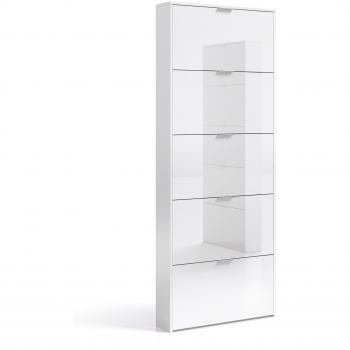 Habitdesign Zapatero con 5 Puertas, Mueble Zapatero Estrecho Dormitorio,Capacidad 15 Pares, Color Blanco Brillo, Medidas: 70 x 180 x 17 cm de Fondo