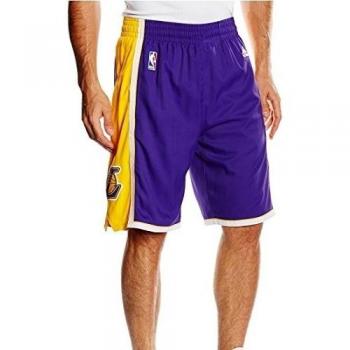 adidas Woven NBA Team Short - Pantalón corto para hombre, color morado / amarillo / blanco, talla M