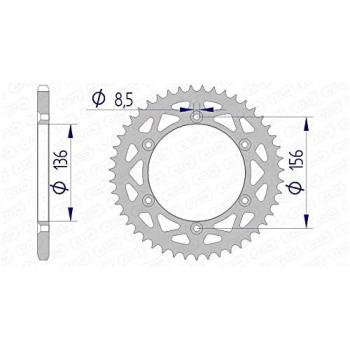 Corona de aluminio AFAM 15206 - 49 dientes, paso 520, compatible con GAS-GAS (250 EC 1996), HUSQVARNA (SMS-SME 125 2000-2009, WRE