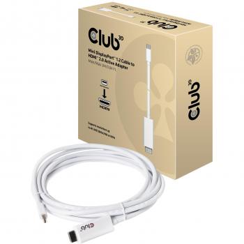 Club3D CAC-1173 Mini DisplayPort 1.2 Cable to HDMI 2.0 Active Adapter, White 3M/9.84'