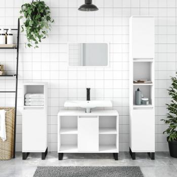 Mueble de baño blanco 80x33x60 cm de madera multicapa y madera de ingeniería