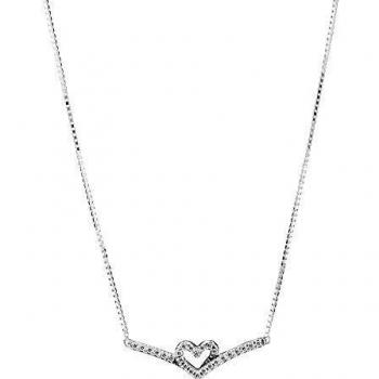 Collar Pandora Corazón Espumoso 399273C01-45 de Plata con Circonitas