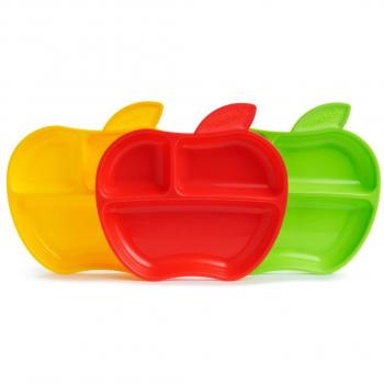 Munchkin Platos con compartimentos Apple, 3 Unidades