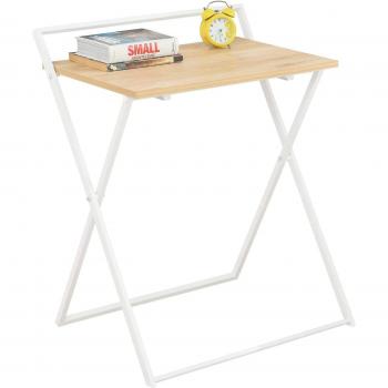 Escritorio Plegable SoBuy FWT88-WN para Oficinas en Casa, Compacto, Blanco + Natural, Sin Ensamblaje