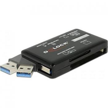 Lector de Tarjetas Multi-Formato USB 3.2 Externo DeLock 91758 (CF/SD/MicroSD/MS/M2/xD) Negro