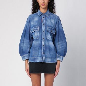 Dsquared2 Women's Dean Washed Denim Shirt in Blue | Size 42 | S75DL0883S30341