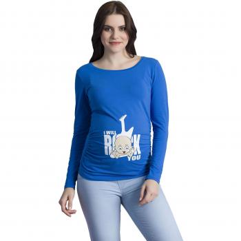I Will Rock You - Camiseta Divertido Estampada de Manga Larga Premamá para Mujer Embarazo Lactancia T-Shirt
