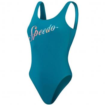 Bañador de mujer Speedo Logo Deep U-Back azul turquesa - 32