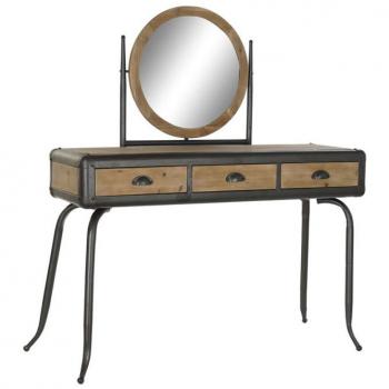Tocador DKD Home Decor Negro Natural Metal Abeto Madera de abeto 130 x 44 x 136 cm