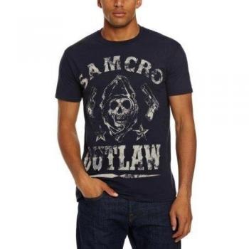 Plastichead Sons Of Anarchy Outlaw - Estampados de música y cine, con manga corta para hombre, color blau / blue, talla M