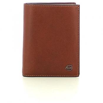 Piquadro Vertical Leather Wallet with RFID Protection, Brown, Male, Size: ONE SIZE