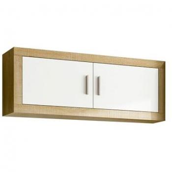 Módulo Alto Nuka 2 Puertas - Melamina, Acabado en Blanco y Cambria, Medidas: 130 cm (Largo) x 46 cm (Alto) x 27,9 cm (Fondo