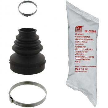 Kit de fuelles para eje de transmisión FEBI BILSTEIN 31056, incluye fuelles de goma, abrazaderas, y es compatible con varios modelos de vehículos