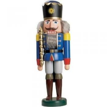 Seiffener Popular de Cascanueces König 39 cm/Azul de Amarillo