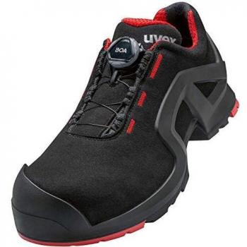 Zapato de seguridad bajo Uvex S3 SRC con soporte extendido, microvelours, puntera de plástico uvex xenova®, talla 41, color negro/rojo