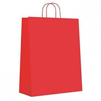 SIN MARCA Paq.25 bolsas papel asa retorcida formato l 32+14X40cm 90gr rojo 02004040