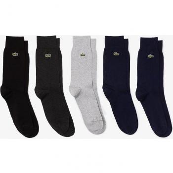 Lacoste Men's 5-Pack High-Cut Organic Cotton Socks - Navy Blue/Grey Chine/Grey/Black C0U - UK5.5-8 EU39-42