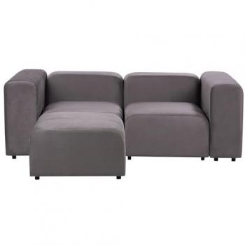 Sofá Modular 2 Plazas con Otomana de Terciopelo Gris Oscuro Falsterbo