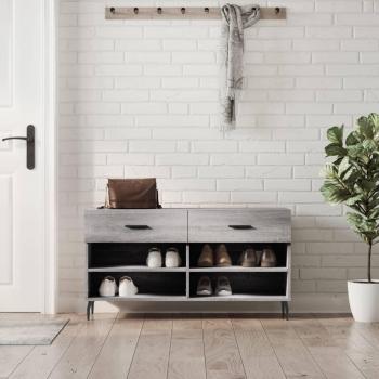 Banco Zapatero Gris de Madera Multicapa 102x35x55 cm