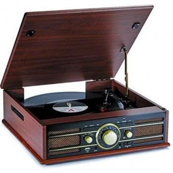 Bigben TD103 - Tocadiscos con 2 velocidades, USB y función codificación, Color marrón