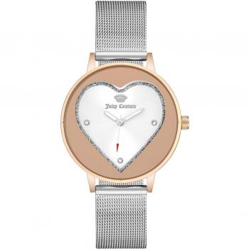 Juicy Couture Women's Quartz Watch JC1241SVRT (38 mm) - Transparent Silver Design