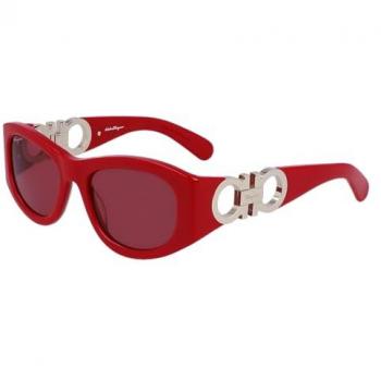 Salvatore Ferragamo Red Acetate Oval Sunglasses SF1082S 53mm Unisex