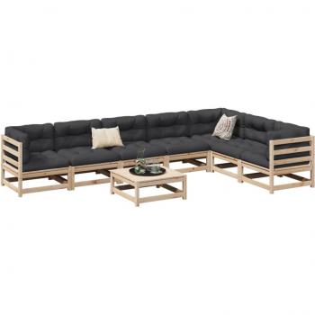8 Piece Outdoor Garden Sofa Set with Cushions Solid Pine Wood