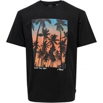 Camiseta de Manga Corta Hombre Only & Sons Onskolton Reg Beach Negro