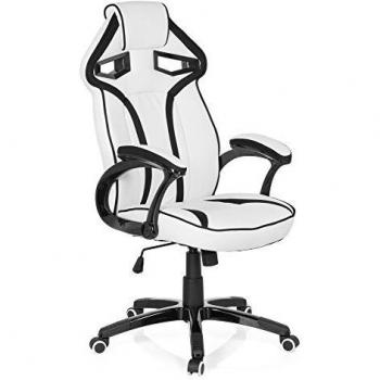 hjh OFFICE 722230 silla gaming GUARDIAN piel sint?tica blanco / rojo respaldo inclinable con reposabrazos