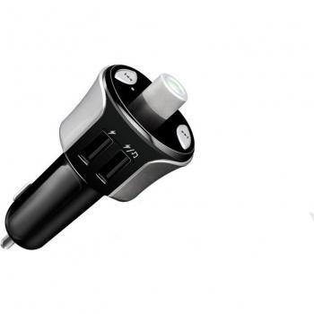 Cargador USB Dual con Bluetooth Inalámbrico y Transmisor FM para Coche - Kit Manos Libres y Adaptador de Radio